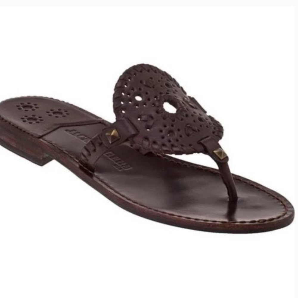 Jack Rodgers Georgica Leather Dark Brown Sandals Size: 6